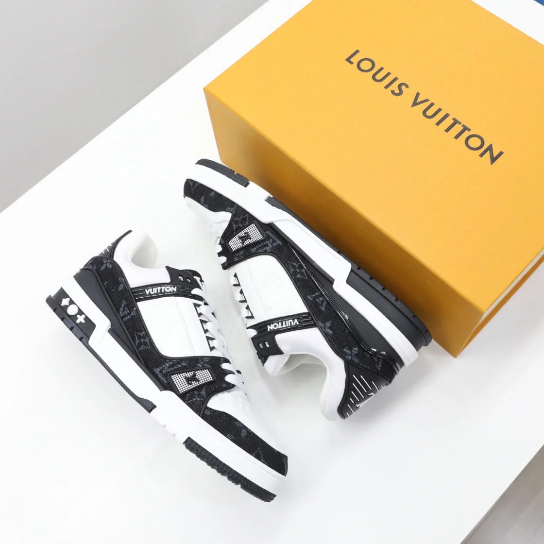 Giày Louis Vuitton Trainer Monogram Black Denim Hoa Đen Best Quality