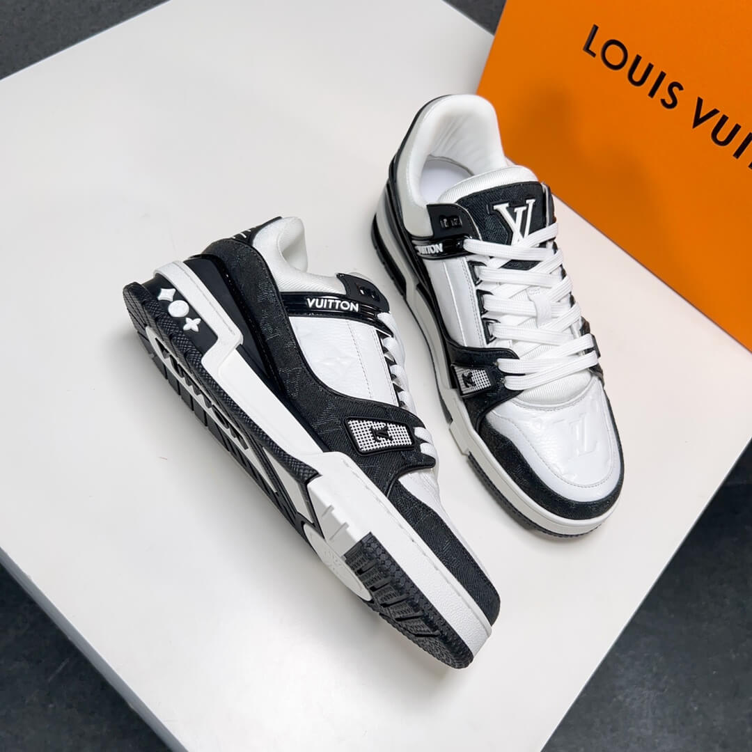 Giày Louis Vuitton Lv Trainer Monogram Denim Black Like Auth